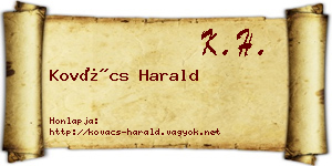 Kovács Harald névjegykártya