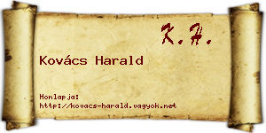Kovács Harald névjegykártya